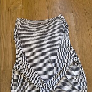 All Saints Black and White Striped Long Sleeve Top